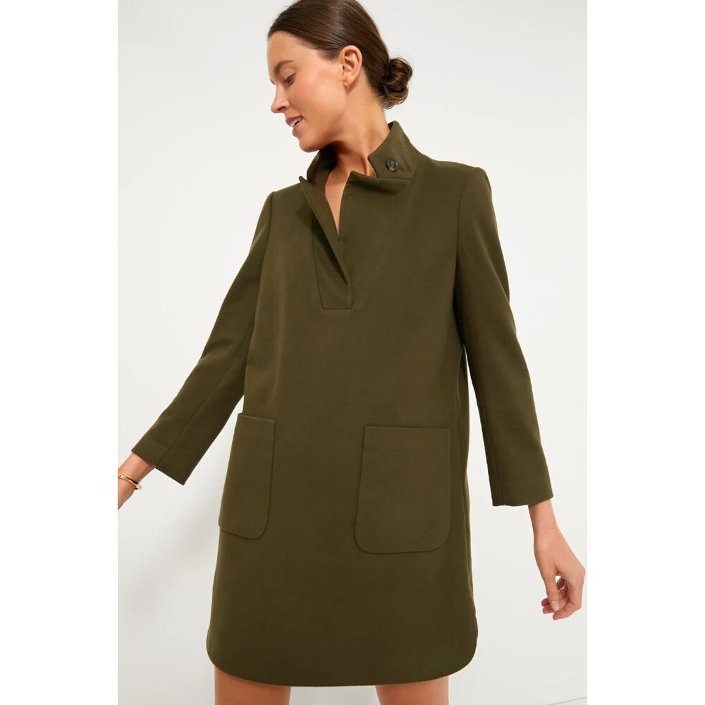 NWT Tuckernuck Emerson in Olive Green Elbow Patch Coat Dress L